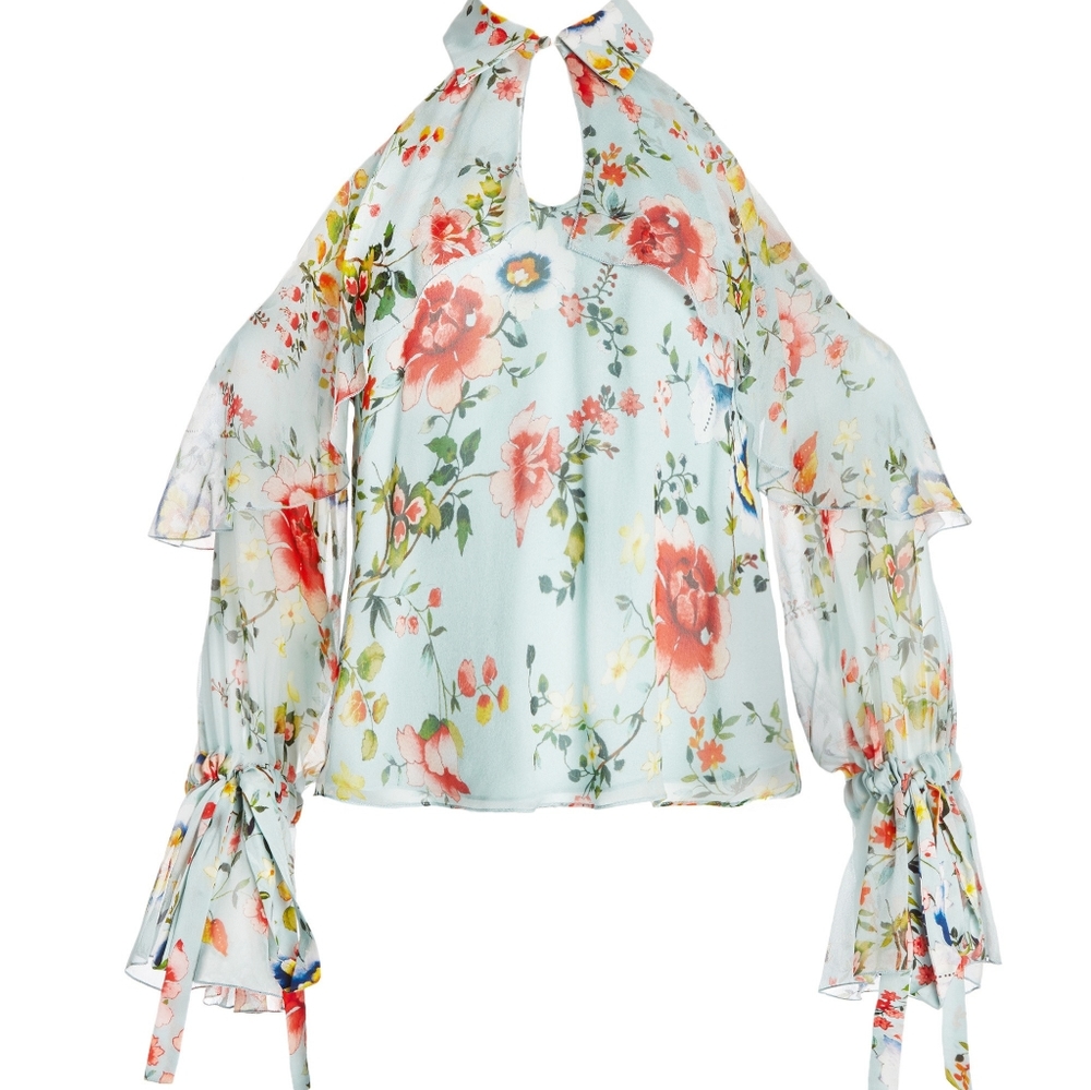 Alice Olivia Blayne Floral Print silk top blouse